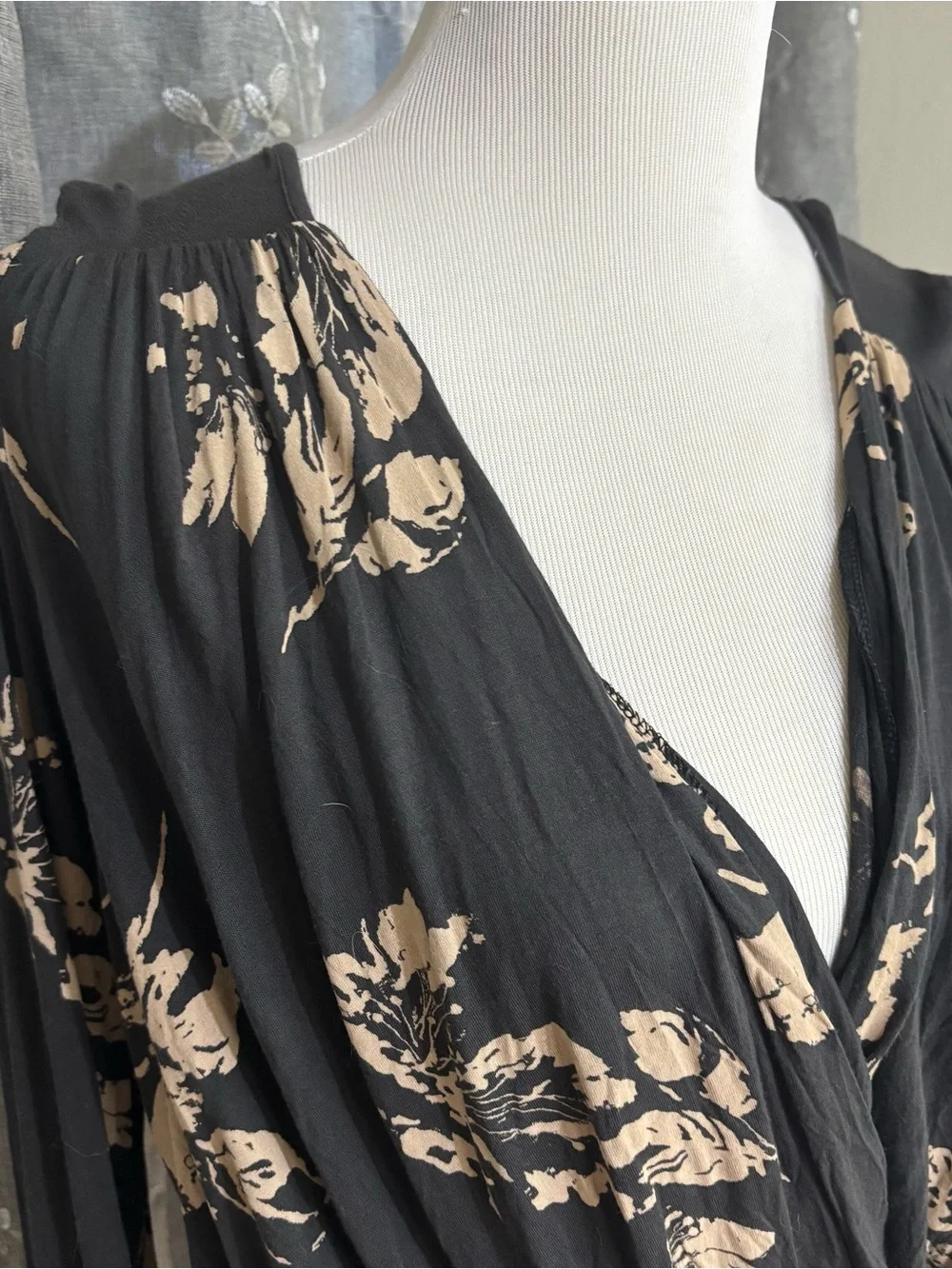Free People Floral Wrap V-Neck Long Sleeve Top